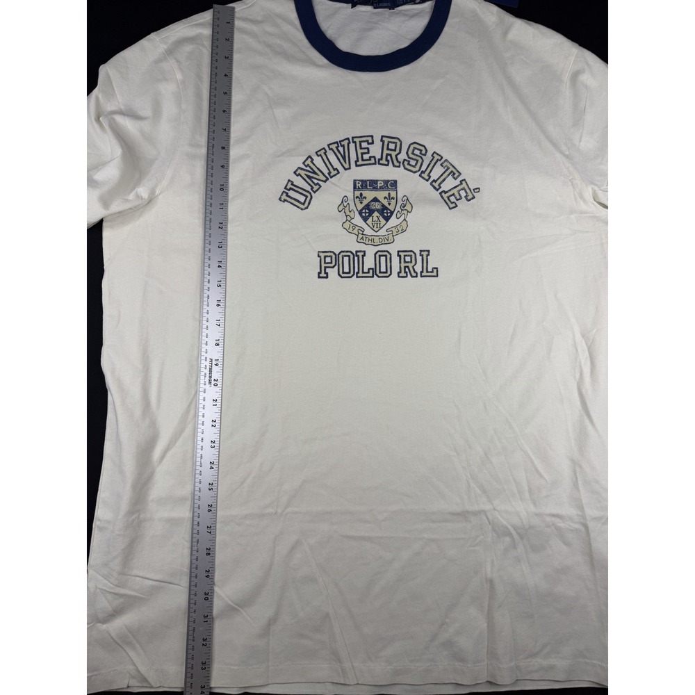 Polo Ralph Lauren Universite Crest Ringer T-Shirt White Navy Blue Men's, 2XLT - Picture 8 of 9